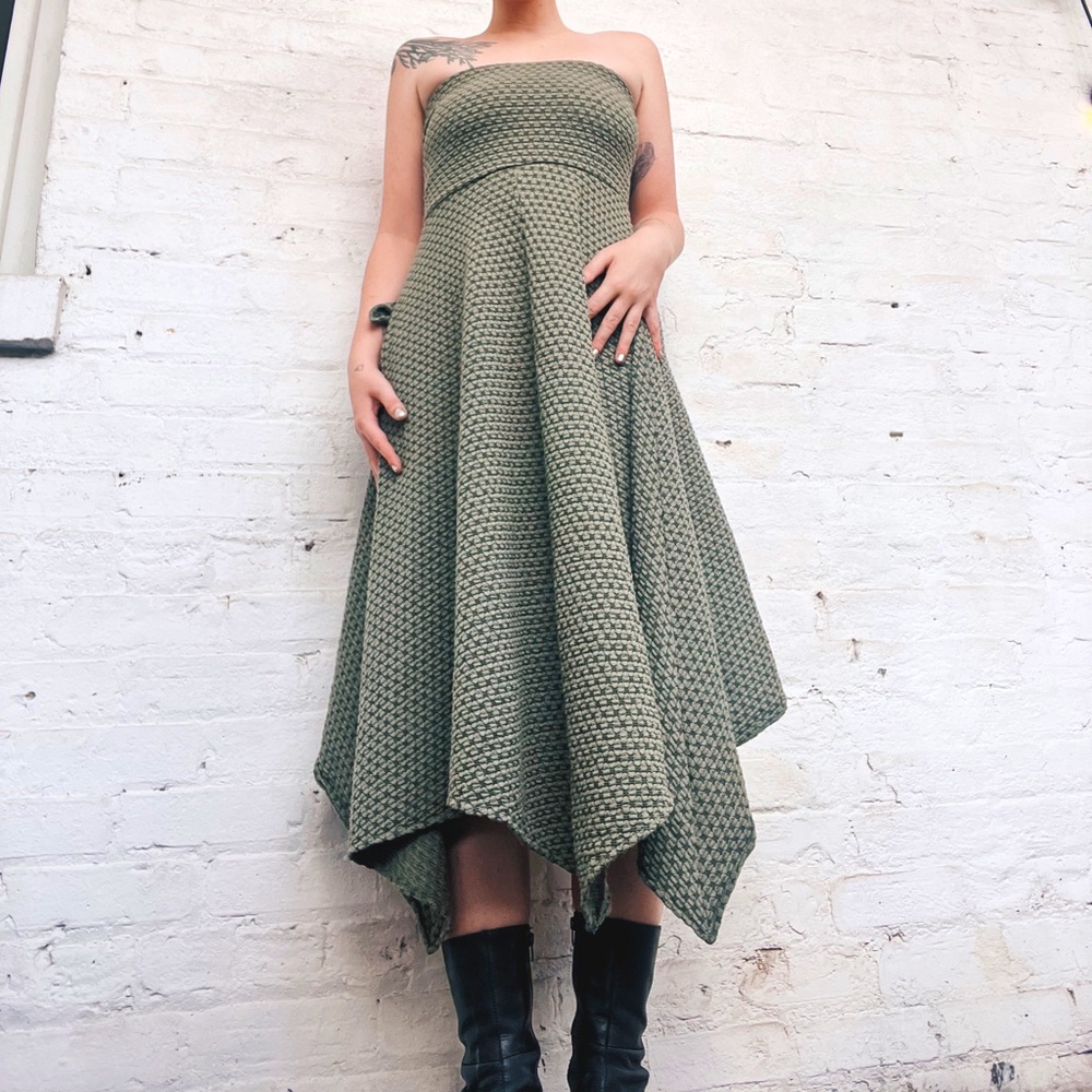 Urban Outfitters Tie Back Strapless Midi Dress